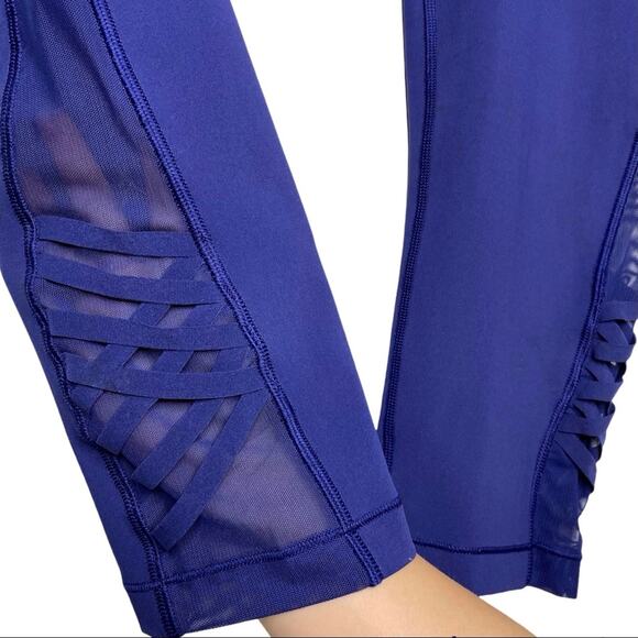 Lululemon SoulCycle Minimalist Crop Mesh Crisscross Strap Leggings Hero Blue - Picture 8 of 15